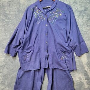 Alchemy Artwear Pajama Set Womens P Hand Dyed Hand Painted Floral Made‎ in USA